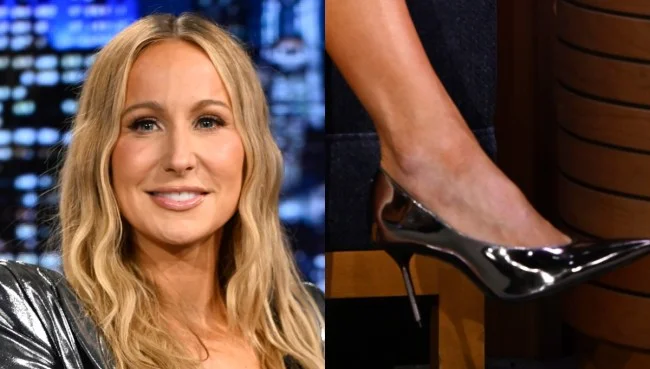 Nikki Glaser Talks Ozempic in Silver Schutz Pump Shoes on ‘Jimmy Fallon’