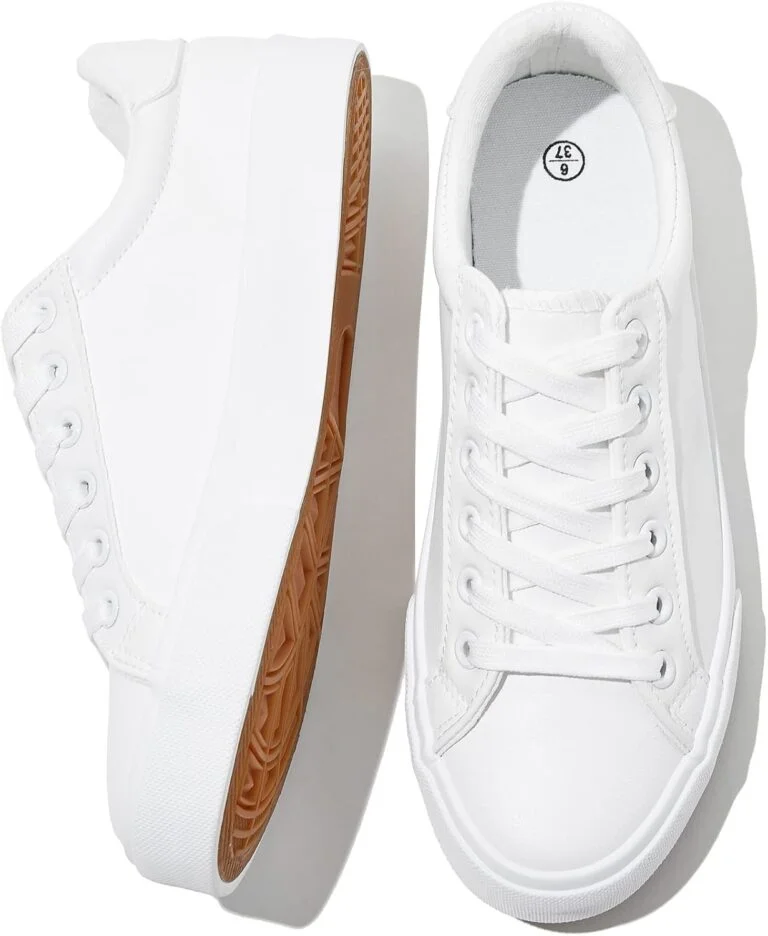 SERNIAL Womens White Tennis Shoes PU Leather Sneakers Casual Walking Shoes for Women SERNIAL Womens White Tennis Shoes PU Leather Sneakers Casual Walking Shoes for Women