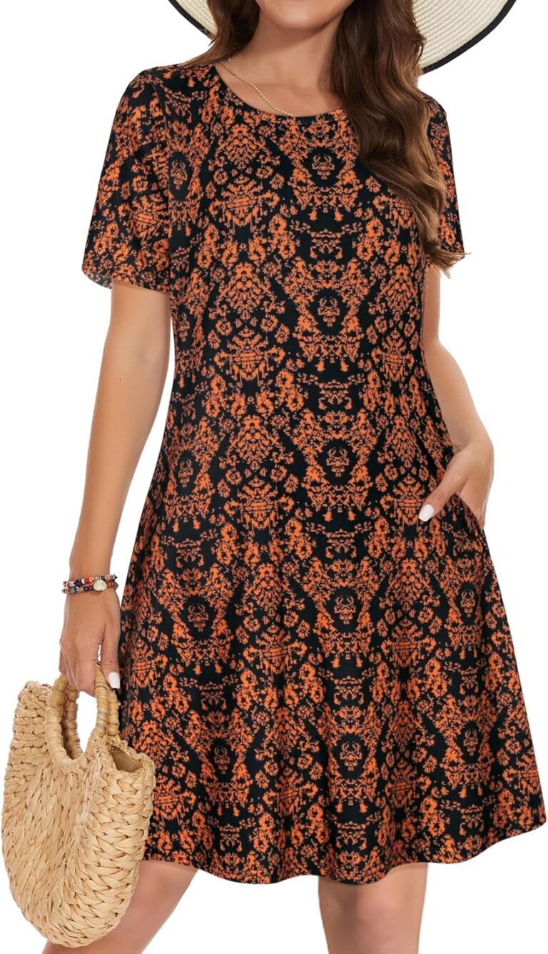 Summer Dresses for Women Casual Tshirt Short Sleeve Floral Sundress Beach Cover Ups with Pockets Summer Dresses for Women Casual Tshirt Short Sleeve Floral Sundress Beach Cover Ups with Pockets