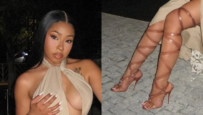 Yung Miami Chose Bondage-Inspired Latex Sandals to Hermes Miami Event