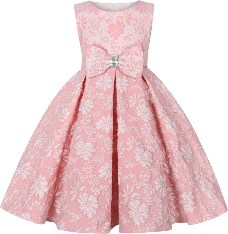 Girls Dress with Bow Design Girl Party Dress Birthday Dress Girl Suitable for Children 2-14 Years Old