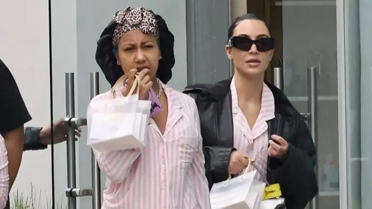 Kim Kardashian and North West Spotted in Los Angeles in Pink Victoria Secret Pajamas