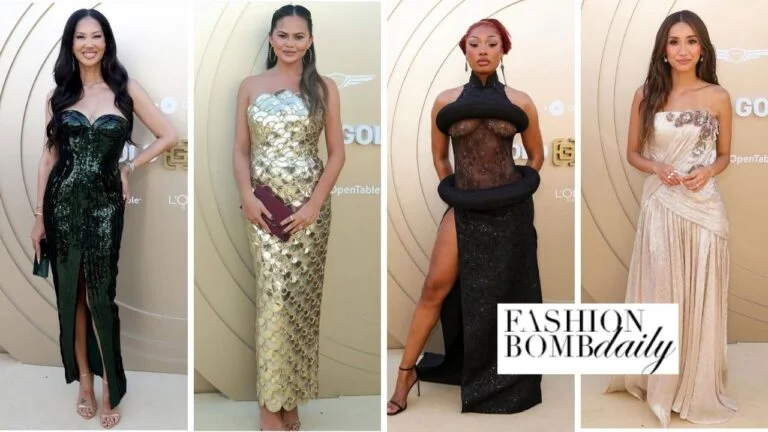 On the Scene at the Gold Gala: Kimora Lee Simmons in a Green Maisonmet Sequined Dress, Chrissy Teigan in a Gold Oscar De La Renta Gown, Megan Thee Stallion in a Black Quine Li Look & More!