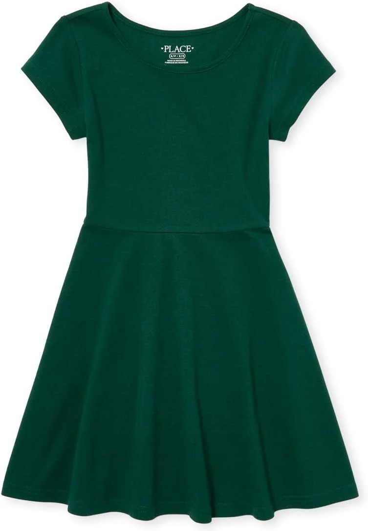 The Children’S Place Girls Short Sleeve Basic Skater Dress