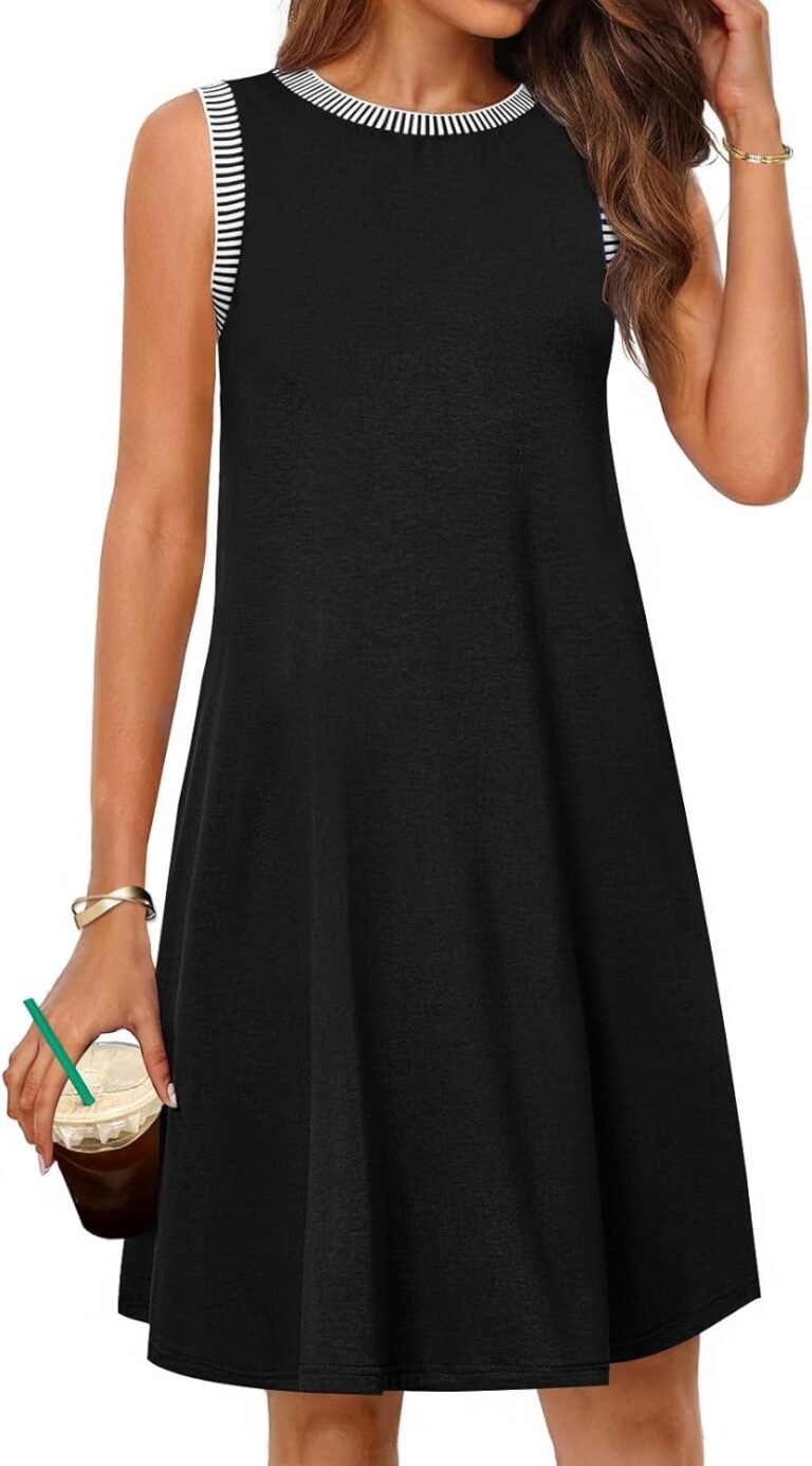 MEROKEETY Women’s 2025 Summer Spring Casual Sundress Beach Vacation Sleeveless Tank Crewneck Coverup Mini Dresses