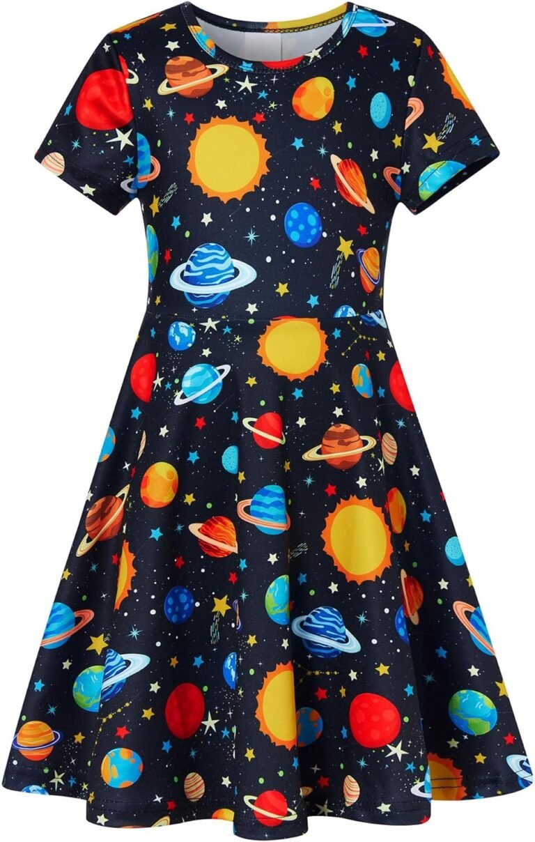 ALISISTER Little Girls Dress Short Sleeve Toddler Summer Sundress 2-9T