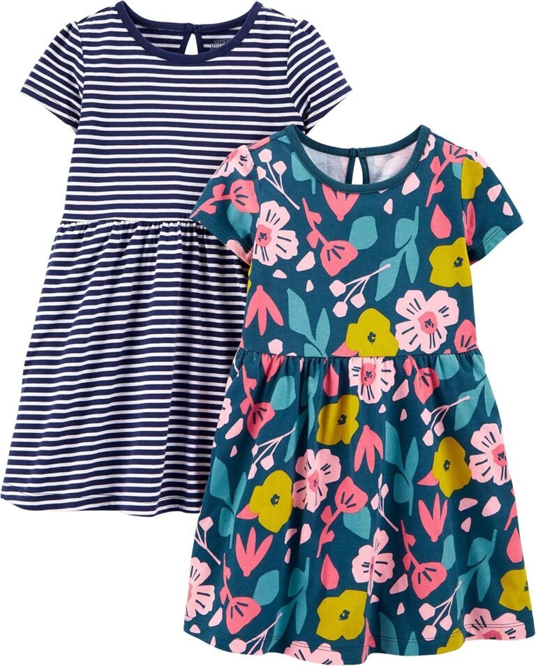 Simple Joys by Carter’s Girls’ Short-Sleeve and Sleeveless Dress Sets, Pack of 2
