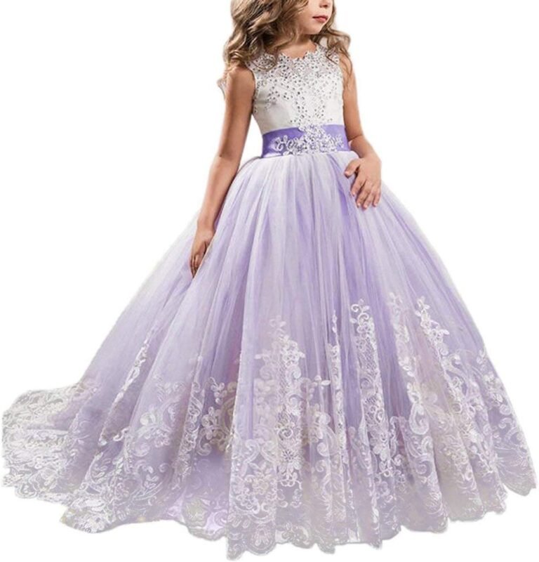 TTYAOVO Girls Embroidery Princess Dress Wedding Birthday Party Long Tail Prom Gowns