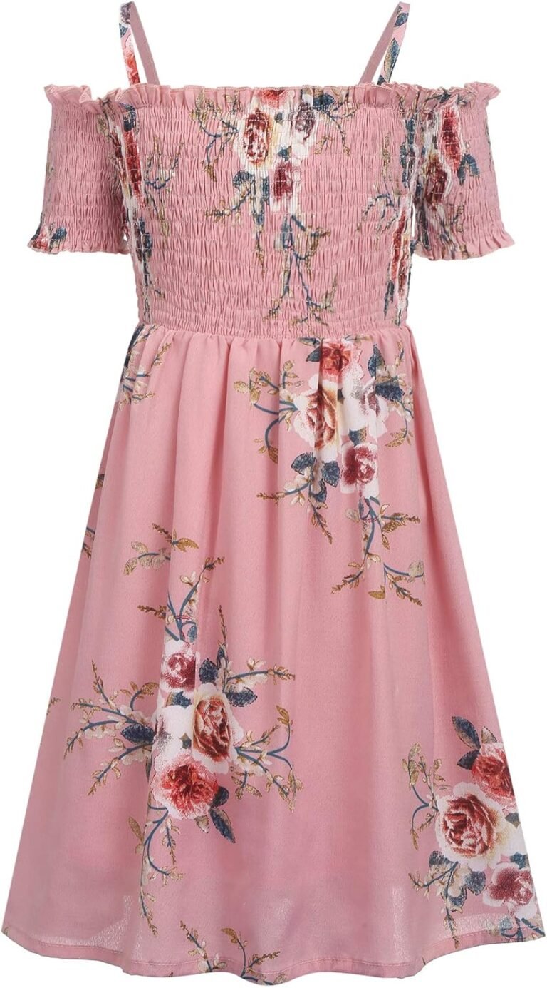 Arshiner Girls Casual Summer Floral Sleeveless Sundress Holiday Cami Dress