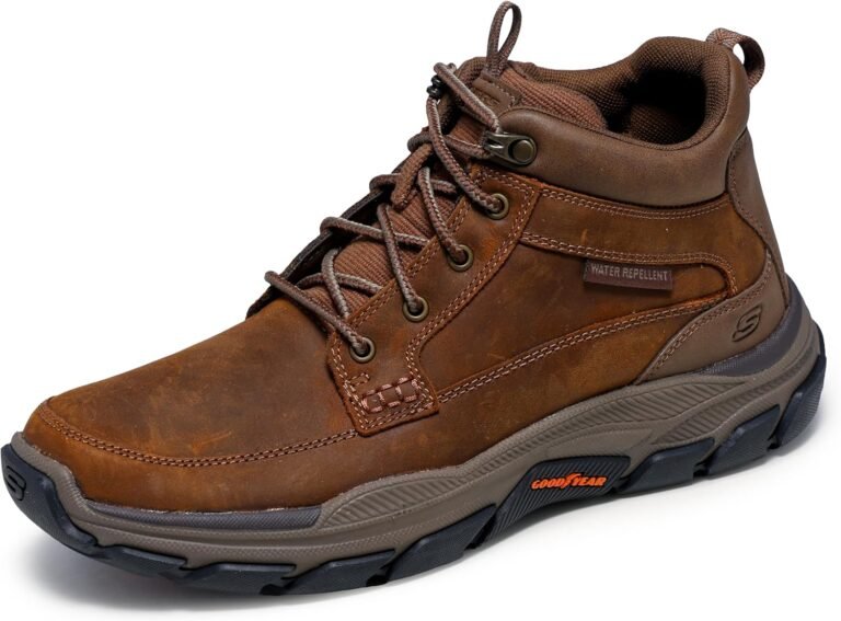 Skechers USA Men’s Respected-Boswell 204454 Mid Top Leather Moc Toe Lace Up