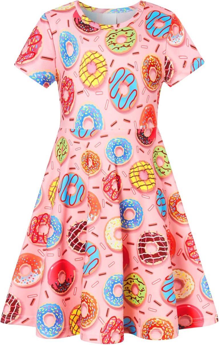 RAISEVERN Little Girls Dress Short Sleeve Casual Kids Summer Sundress for 2-9 Years