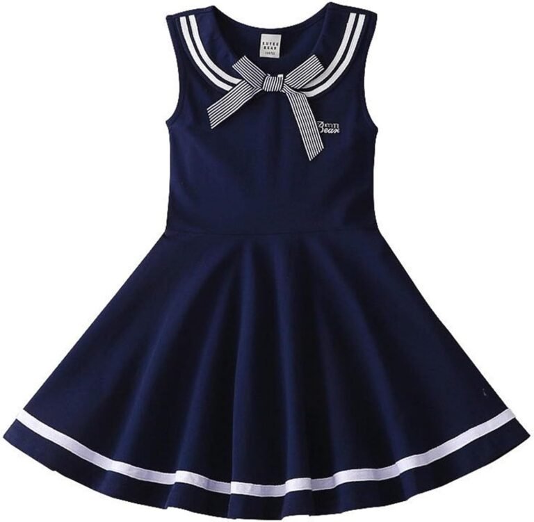 Baby Toddler Girl’s Nautical Dress Cap Sleeve Sailor Uniform Dress for Girl 6M-3 Years