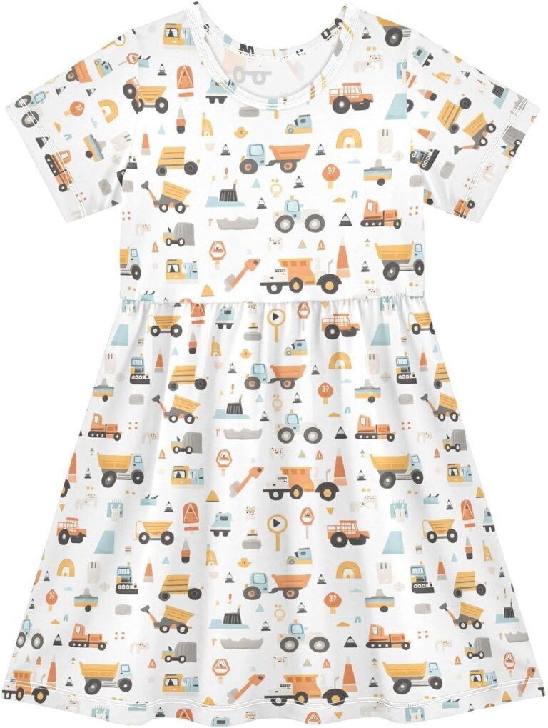 Girls Dresses Sundress Kids Short Sleeve Casual A Line Dresses