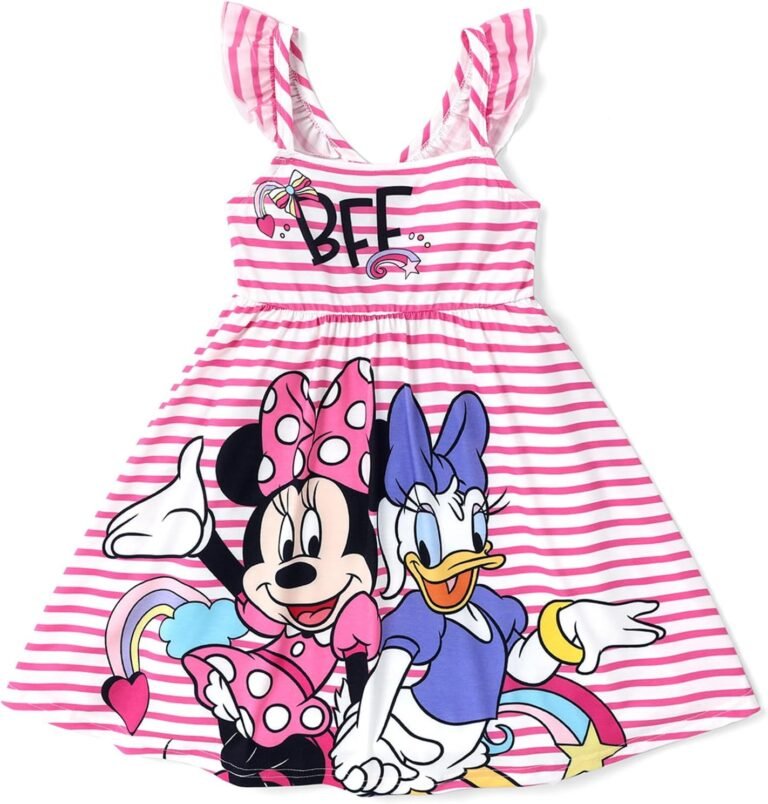 Disney Princess Minnie Mouse Frozen Elsa Toddler Girl Dress Ruffle Sleeve Crossback Strap Birthday Summer Sundress 2-6 Years