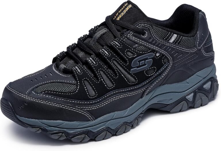 Skechers Men’s Afterburn M. Fit Fashion Sneakers – Leather Upper, Memory Foam Insole, Rubber Outsole