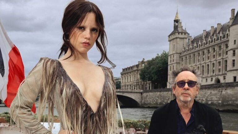 Jenna Ortega Promotes “Wednesday” Season 2 in a Grey Elena Velez YR006: Leech LK29 Dress