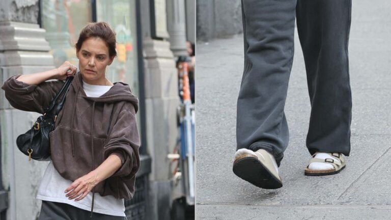 Katie Holmes Makes a Case for Socks and Sandals on ‘Happy Hour’ Set