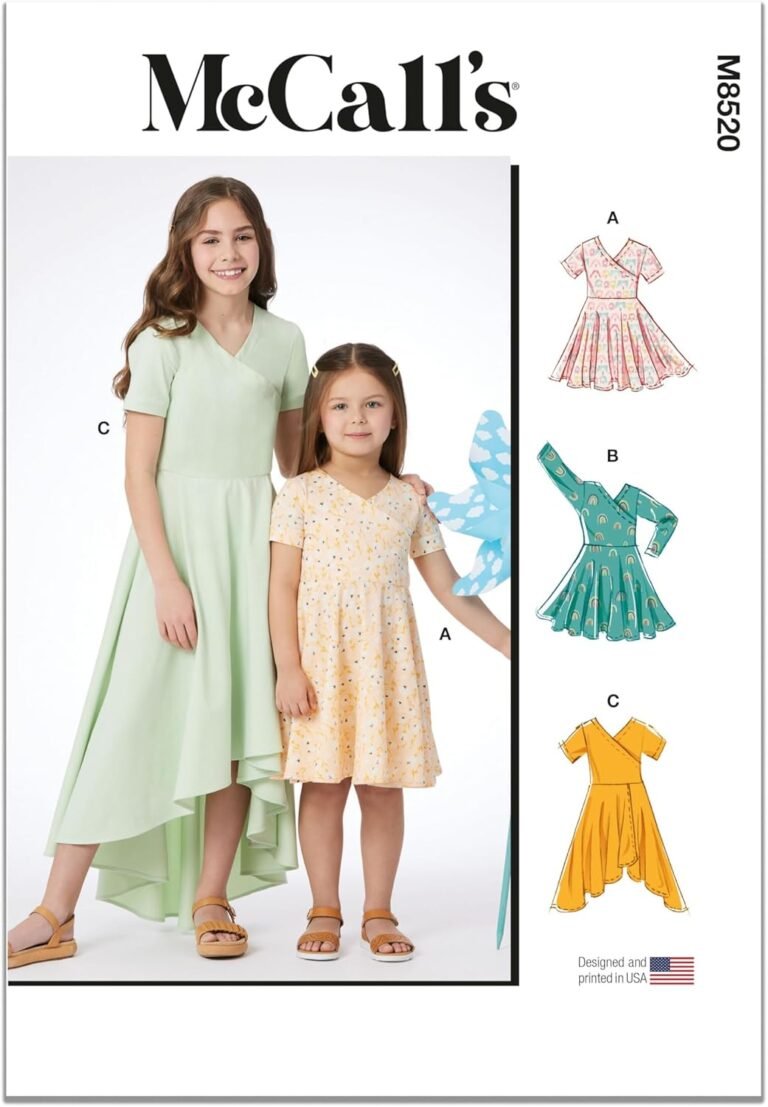 McCall’s M8520HH Easy-to-Make Children’s and Girls’ Knit Dresses Sewing Pattern Packet, Design Code M8520, Sizes 3-4-5-6