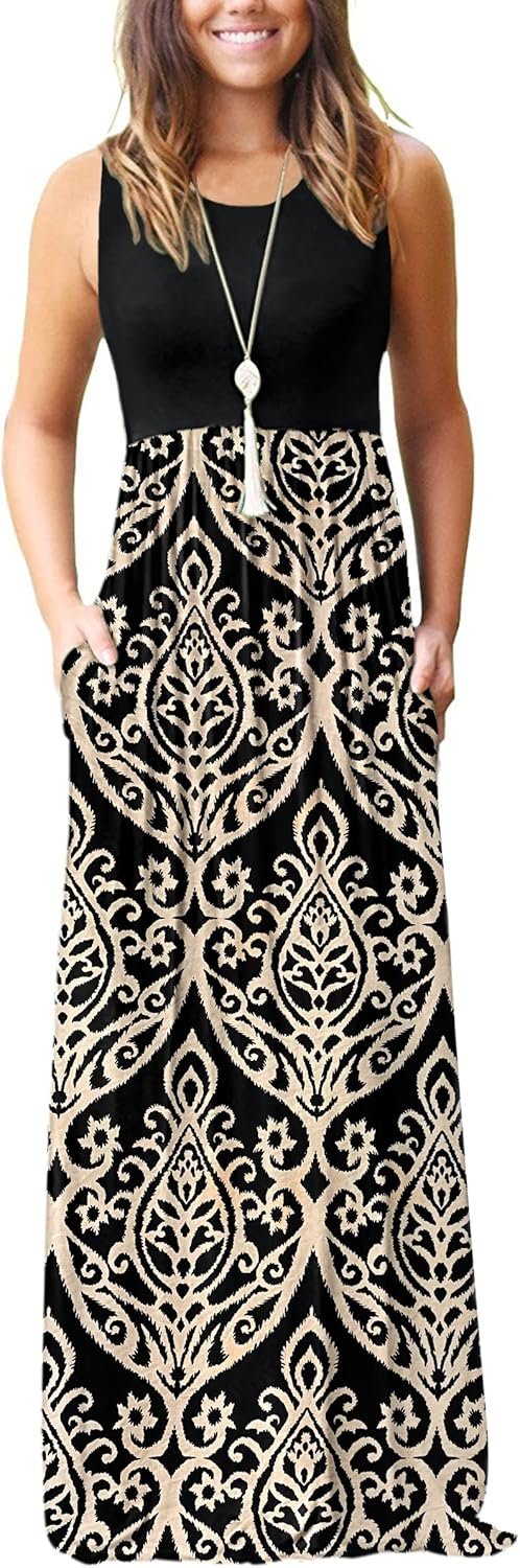 MOLERANI Women’s Loose Plain Maxi Dresses Casual Long Dresses with Pockets