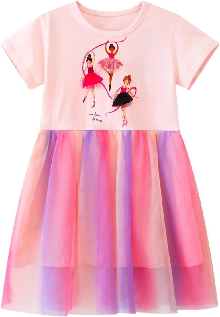 Toddler Girls Cotton Summer Embroidery Applique Short Sleeve Dresses 2-7 Years