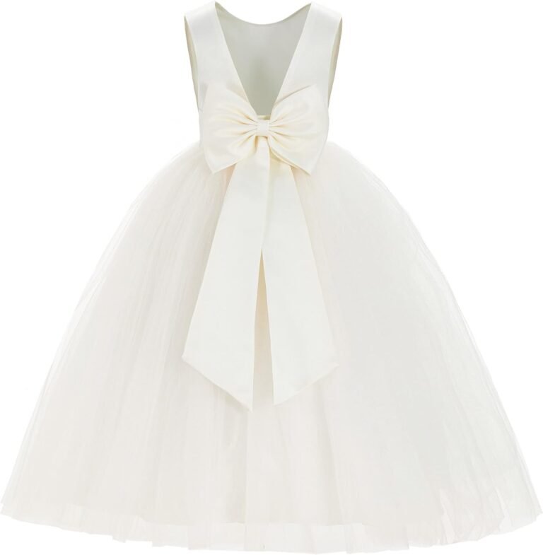 ekidsbridal V-Back Satin Flower Girl Dress Toddler Communion Gown Formal Dresses 219