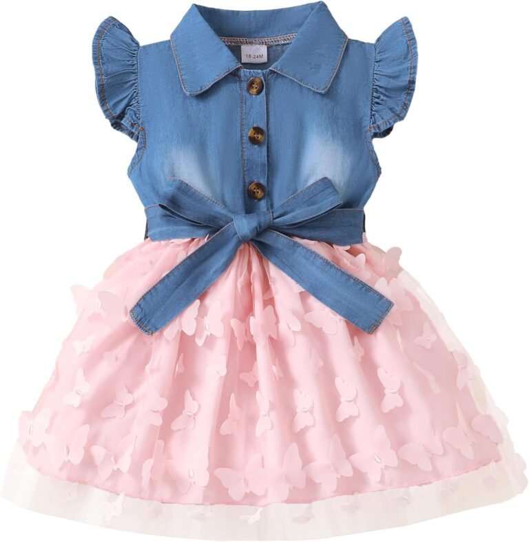 Toddler Girl Clothes Denim Tulle Dresses Baby Summer Tutu Sundress Outfit Toddler Princess Dress for Girls