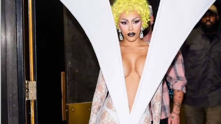 Doja Cat Wore a White Lace Quine Li Structural Dress to Saturday Night Live