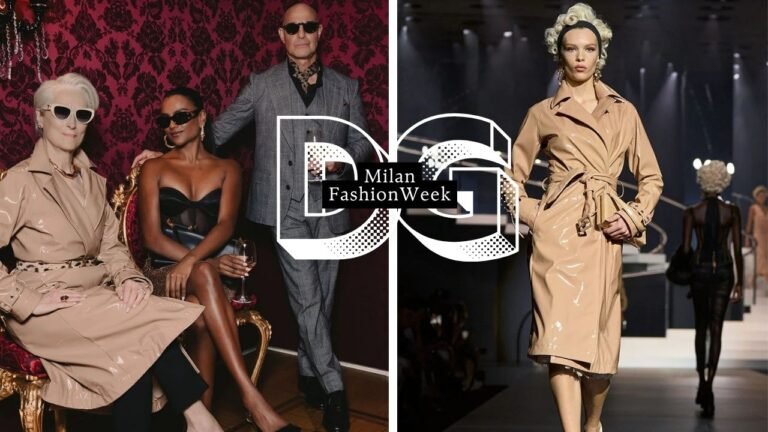 Miranda Priestly Attended the Dolce & Gabbana Spring/Summer 2026 in a Fierce D&G Vinyl Trench Coat with Tiffany & Co Shades