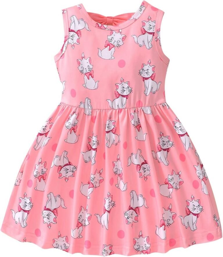 Popshion Toddler Summer Dresses for Girls Leopard Print Dress Back Bowknot Dress Dinosaur Clothes Kids Sleeveless Sundress