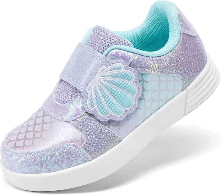 DREAM PAIRS Toddler Girls Sneakers Sparkly Shiny Lightweight Comfortable Hook and Loop Casual Walking Little Kids Shoes