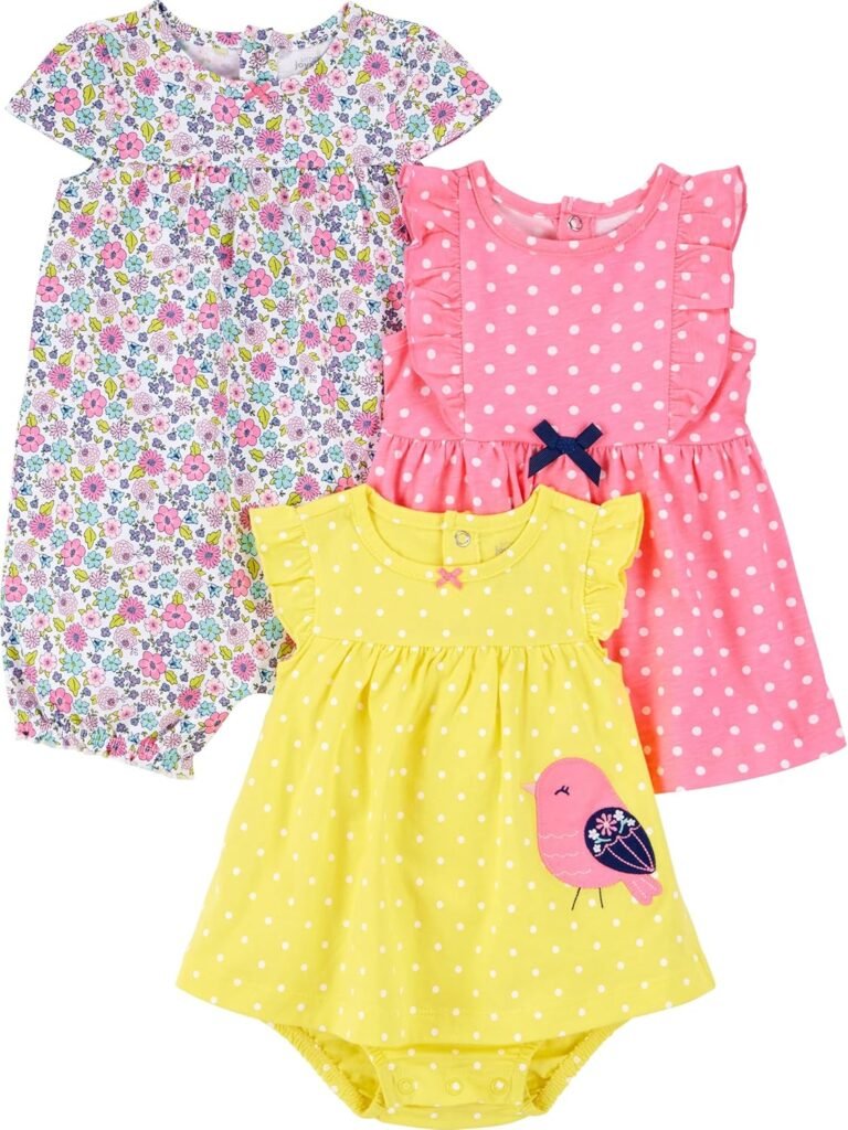 Simple Joys by Carter’s baby-girls 3-pack Romper, Sunsuit and Dress