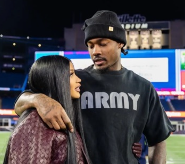 Cardi B and Stefon Diggs Spotted at Gillette Stadium—The Rapper Wears $17K Burgundy Bottega Veneta Leather Look