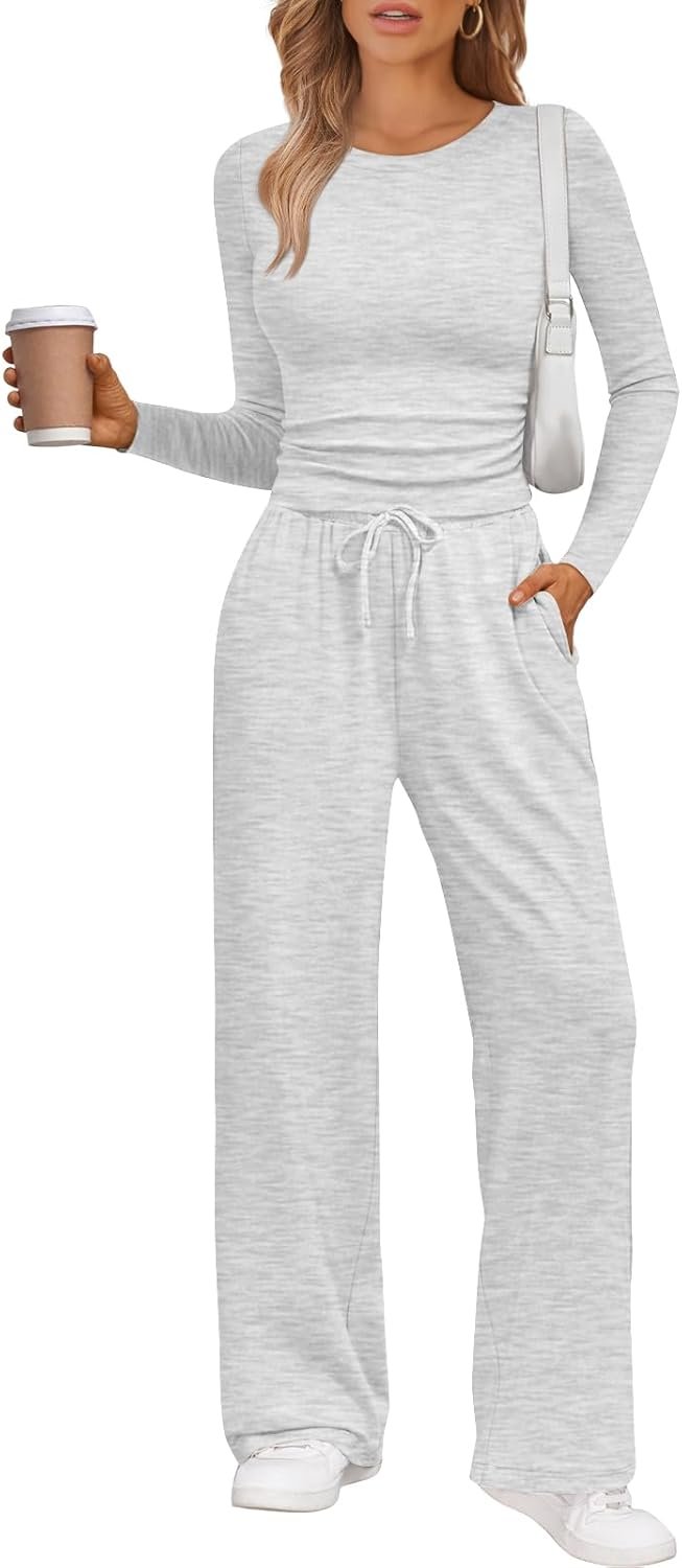 LILLUSORY 2 Piece Lounge Sets for Women Fall Outfits 2025 Two Piece Travel Sweatsuits Business Casual Fashion Clothes
