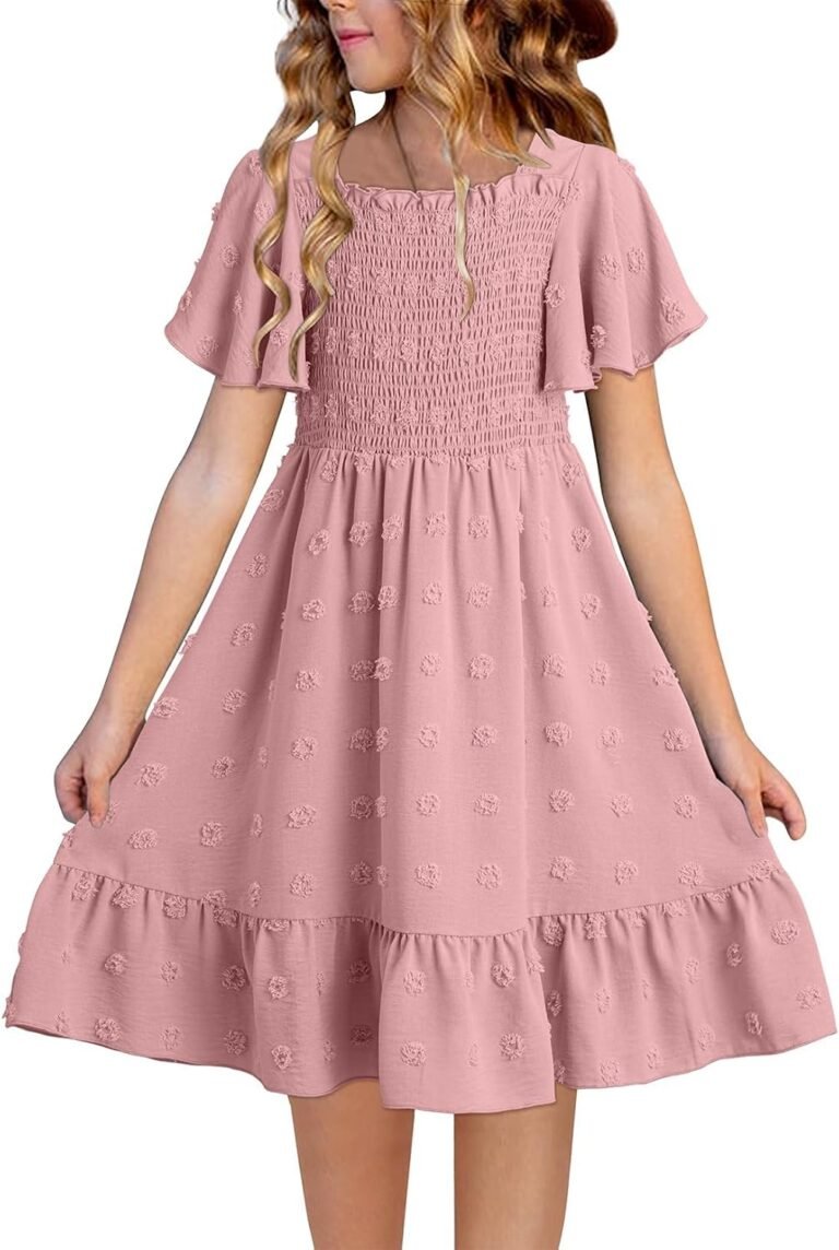 blibean Tween Girls Summer Dresses Kids Polka Dot Dress Size 6-15 Years