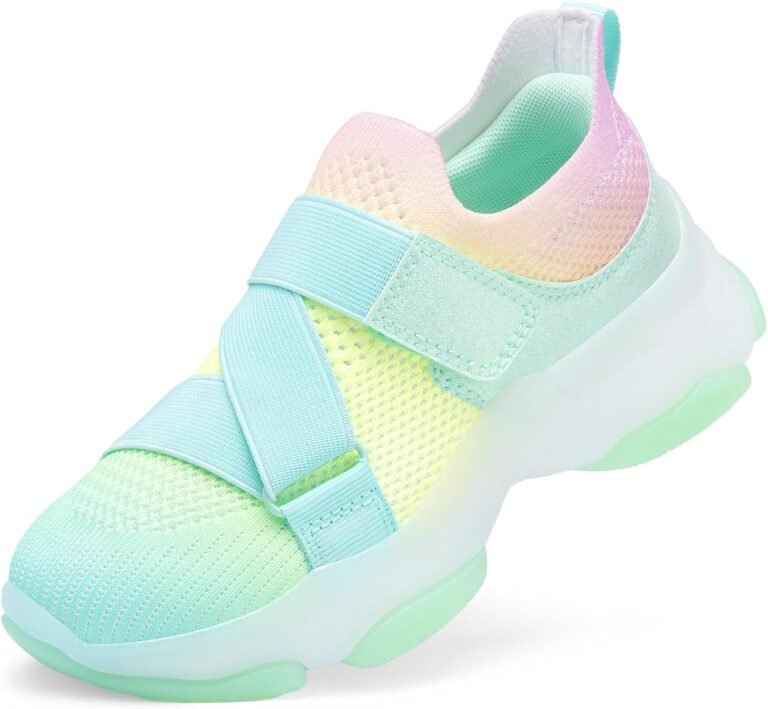 DREAM PAIRS Kids Sneakers Girls Slip-On Shoes Z-Strap Colorful Jelly Sole Walking Shoes