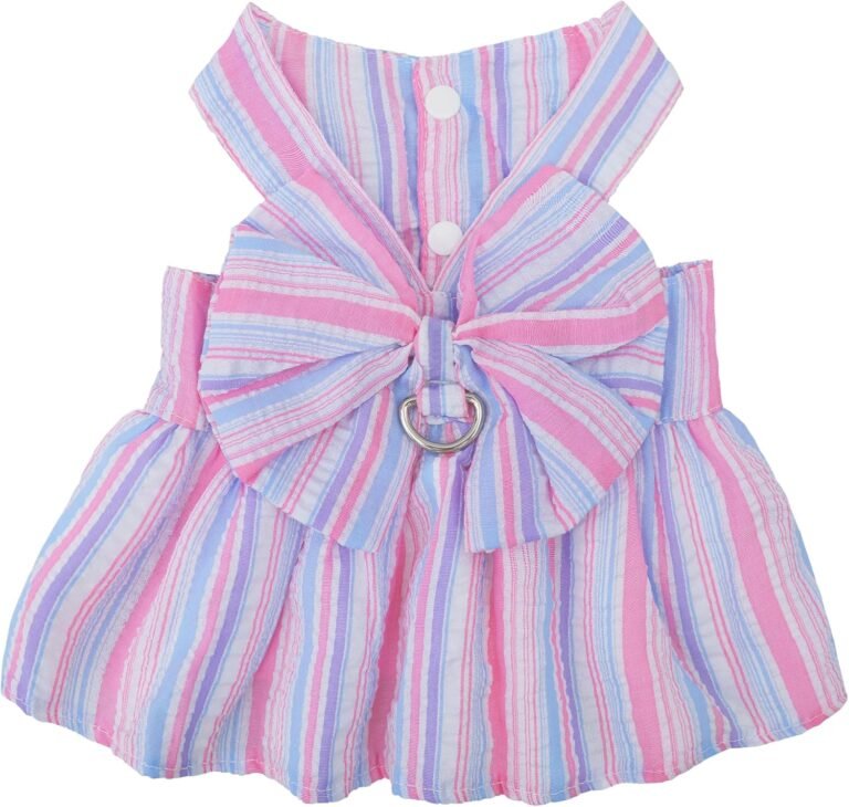 Dog Dresses for Small Dogs Girl, Princess Puppy Dress with D-Ring, Cross-Back Design, Breathable Pet Dog Clothes for Summer Outfit (Purple, X-Small)