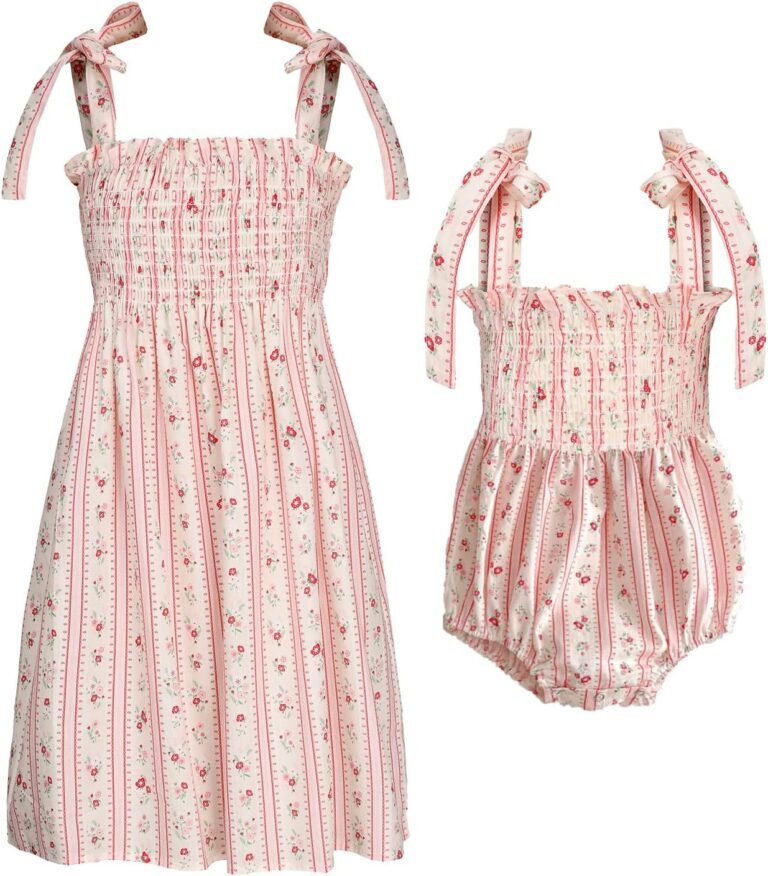 Colorful Childhood Baby Girls Summer Dress Toddler Strap Smocked Floral Boho Beach Dress Rompers Sisters Matching Outfits