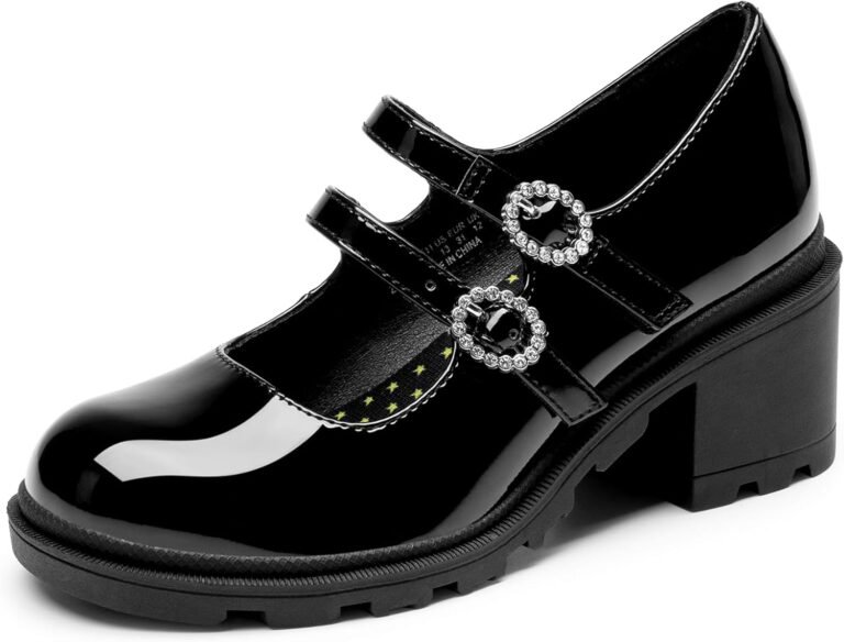 DREAM PAIRS Mary Jane Shoes for Girls Platform School Uniform Party Chunky Dress Heel Double Straps Flats for Little Big Kid