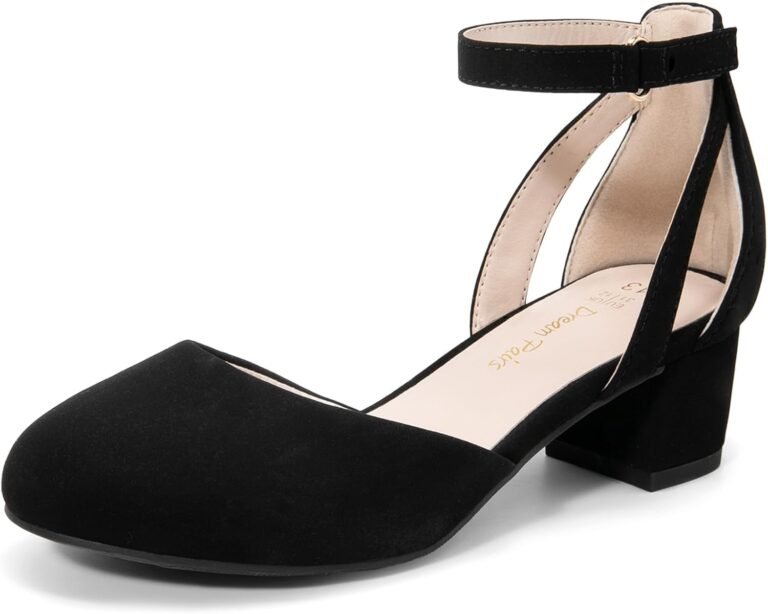 DREAM PAIRS Girls Dress Shoes Closed Toe High Heels Ankle Strap Toddler Little Big Kid Wedding Flower Party Pump