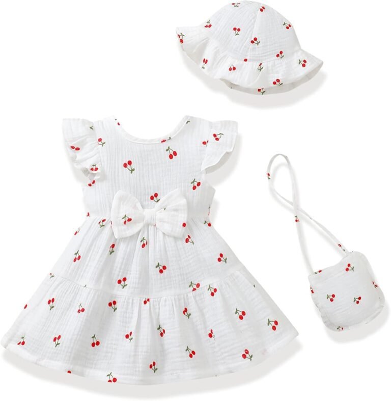 Renotemy Infant Baby Girl Dresses Toddler Girl Clothes Summer Outfits Casual Cotton Linen Sundress Gifts for Girls 3Months-3T