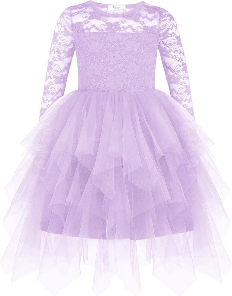 Arshiner Flower Girl Dress Toddler Contrast Lace Tutu Irregular Tulle Wedding Birthday Party Dresses