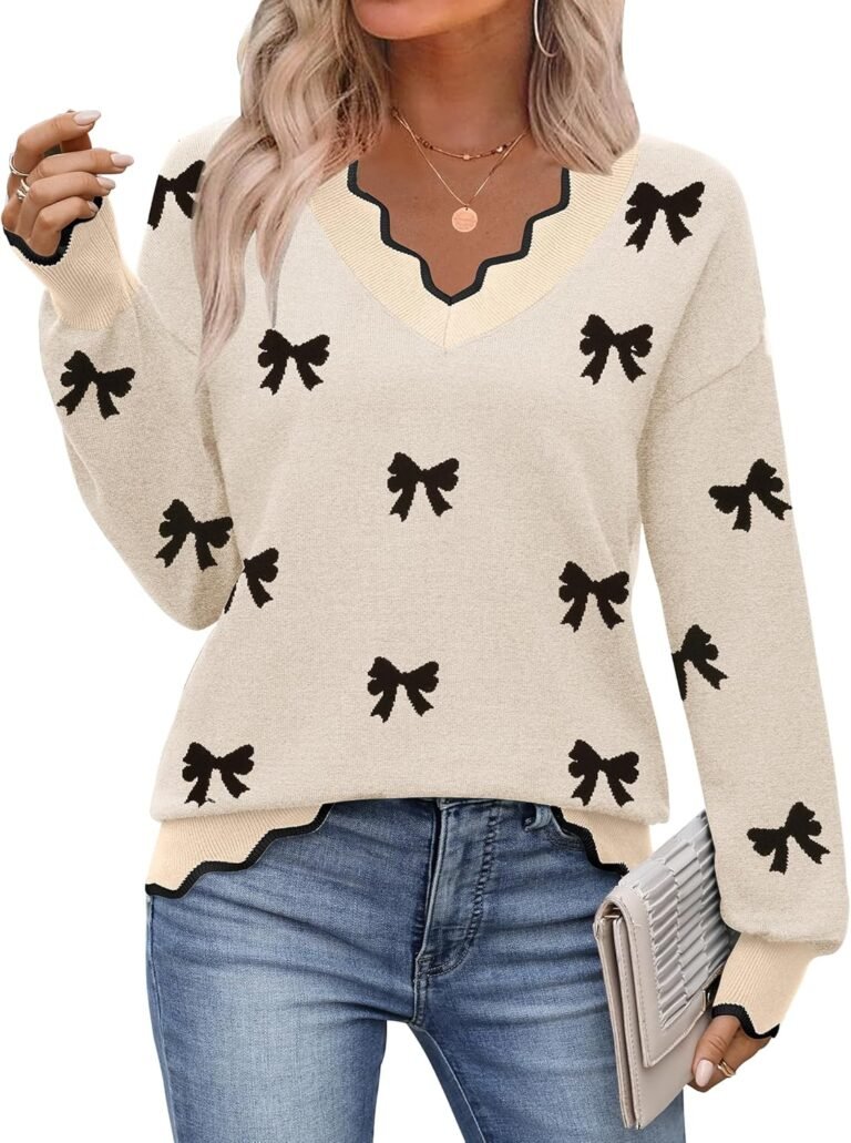 Zeagoo Women’s 2026 Fall V Neck Sweater Casual Long Sleeve Lightweight Ribbed Knit Pullover Sweaters Dressy Casual Tops