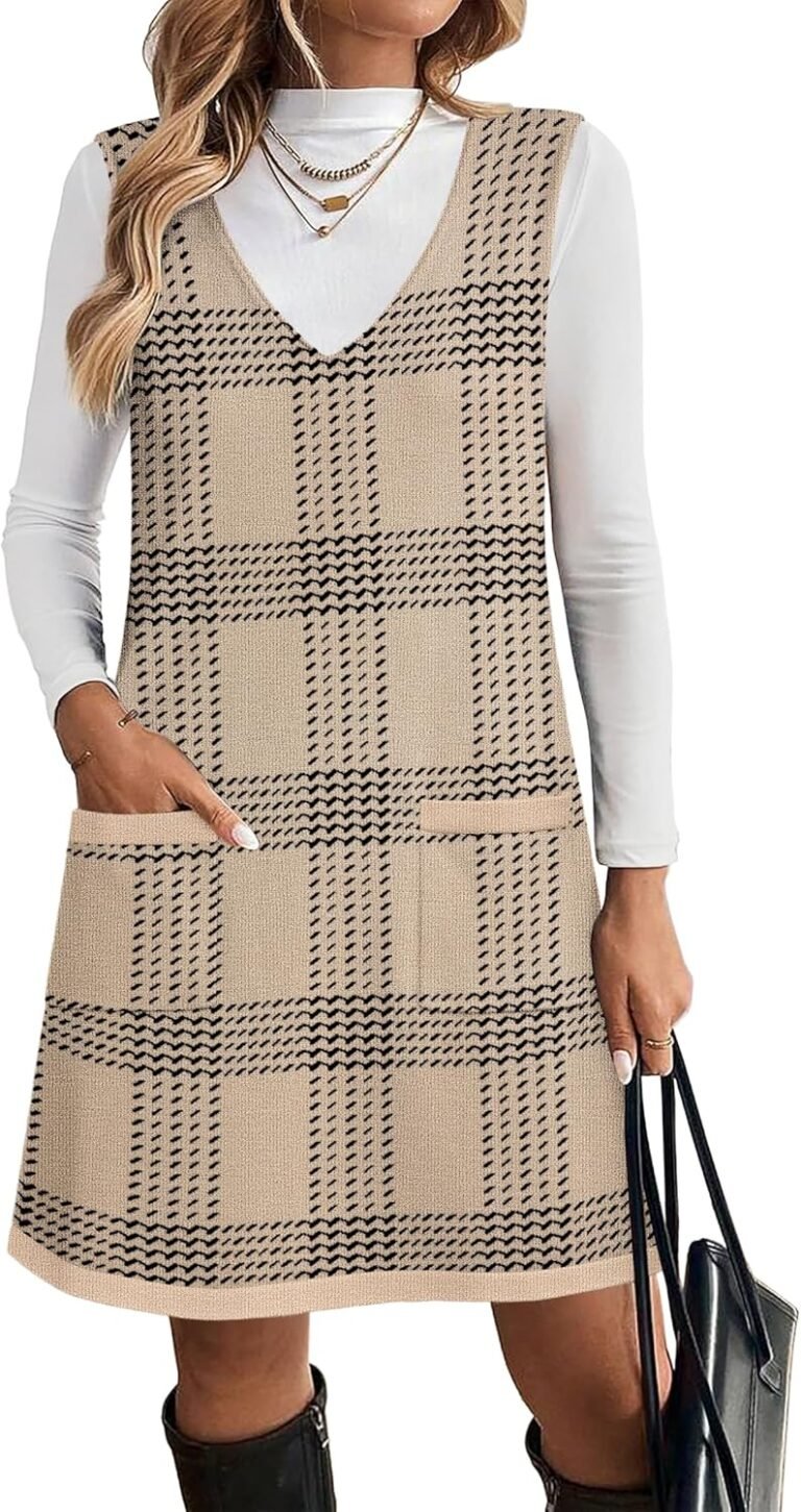 Zeagoo Women’s Sweater Vest Dresses for Women 2026 V Neck Sleeveless Knit Pullover Sweater with Pockets Fall Winter Outfits