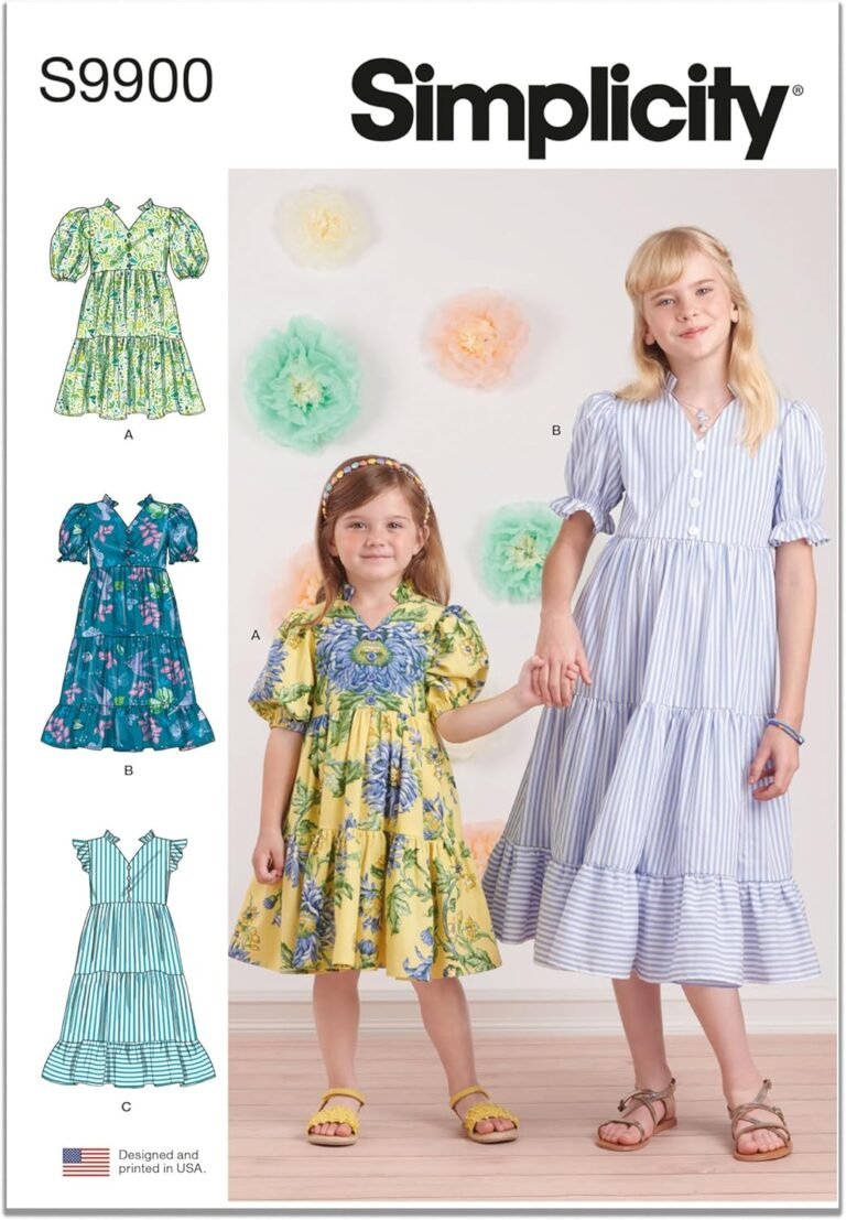 Simplicity Children’s and Girls’ Tiered Dress Sewing Pattern Packet, Design Code S9900, Sizes 3-4-5-6