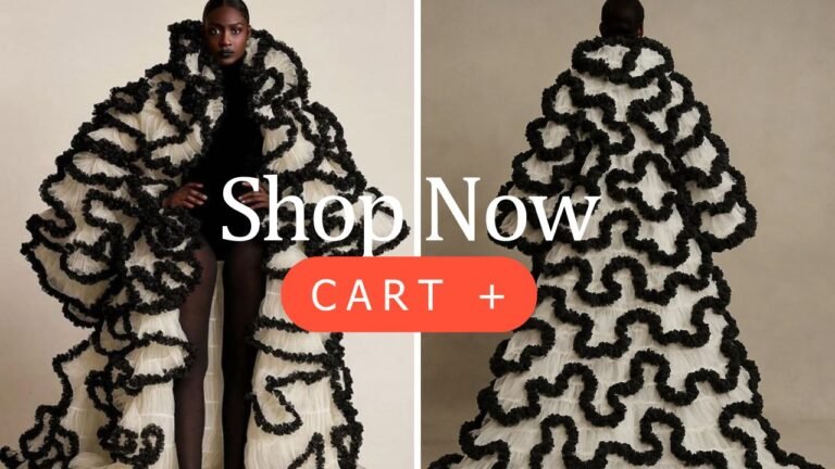 New Arrival at Fashion Bomb Daily Shop: Shop this Black & White Oyemwen Sculptural Coat Now!