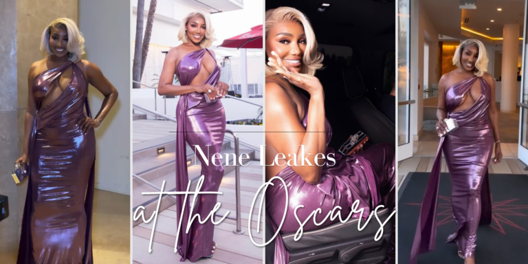 Nene Leakes Hits Oscars 2026 Parties in Purple Metallic Michael Costello Gown