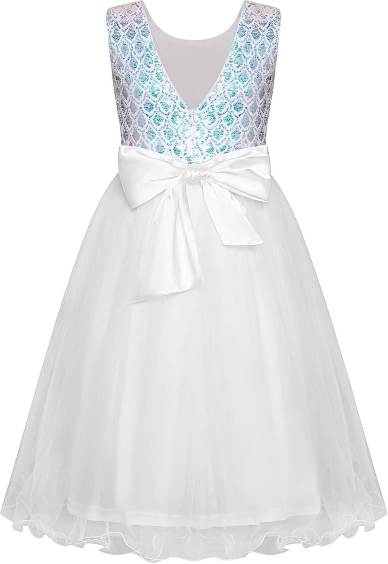 GRACE KARIN Flower Girl Dress V-Back Sequin Party Tulle Dresses Kids Birthday Formal Wedding Pageant Princess Dress 5-12