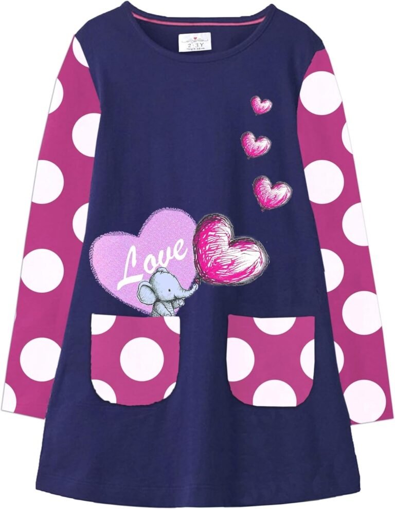 VIKITA Toddler Girls Dresses Winter Long Sleeve Girl Casual Clohtes for Kids 2-12 Years Xmas Gift