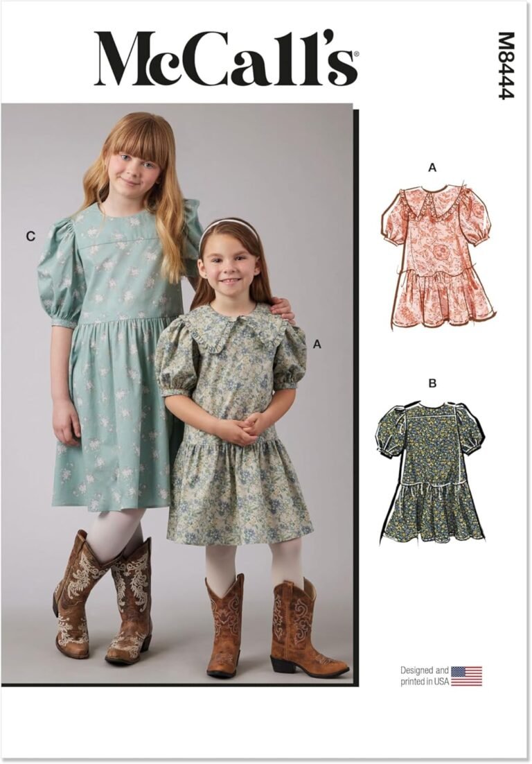 McCall’s Easy to Sew Children’s and Girls’ Dresses Sewing Pattern Kit, Design Code M8444, Sizes 7-8-10-12-14