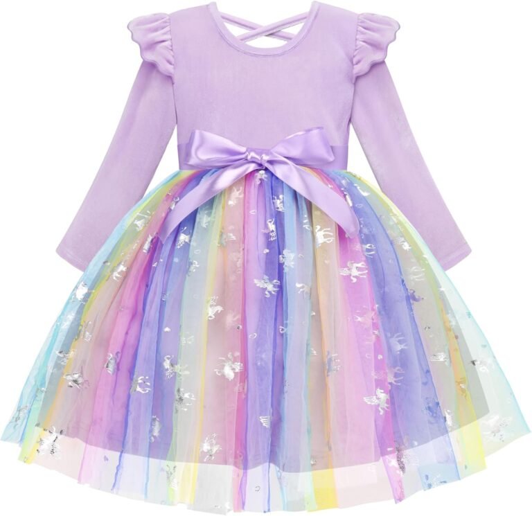 Cubear Toddler Girls Velvet Tutu Dress Fall Winter Long Sleeve Ruffle Dress for Holiday Party Causal 3-7Y